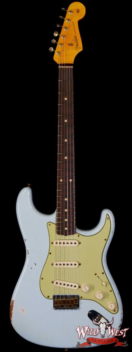 Fender Custom Shop 1962 Stratocaster Hardtail Hand-Wound Pickups AAA Dark Rosewood Slab Board Relic Sonic Blue