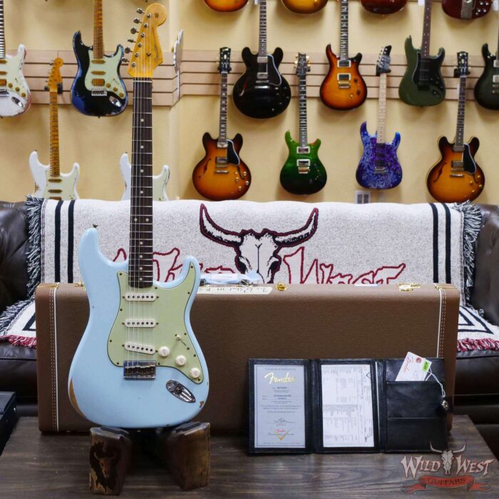 Fender Custom Shop 1962 Stratocaster Hardtail Hand-Wound Pickups AAA Dark Rosewood Slab Board Relic Sonic Blue - Image 6
