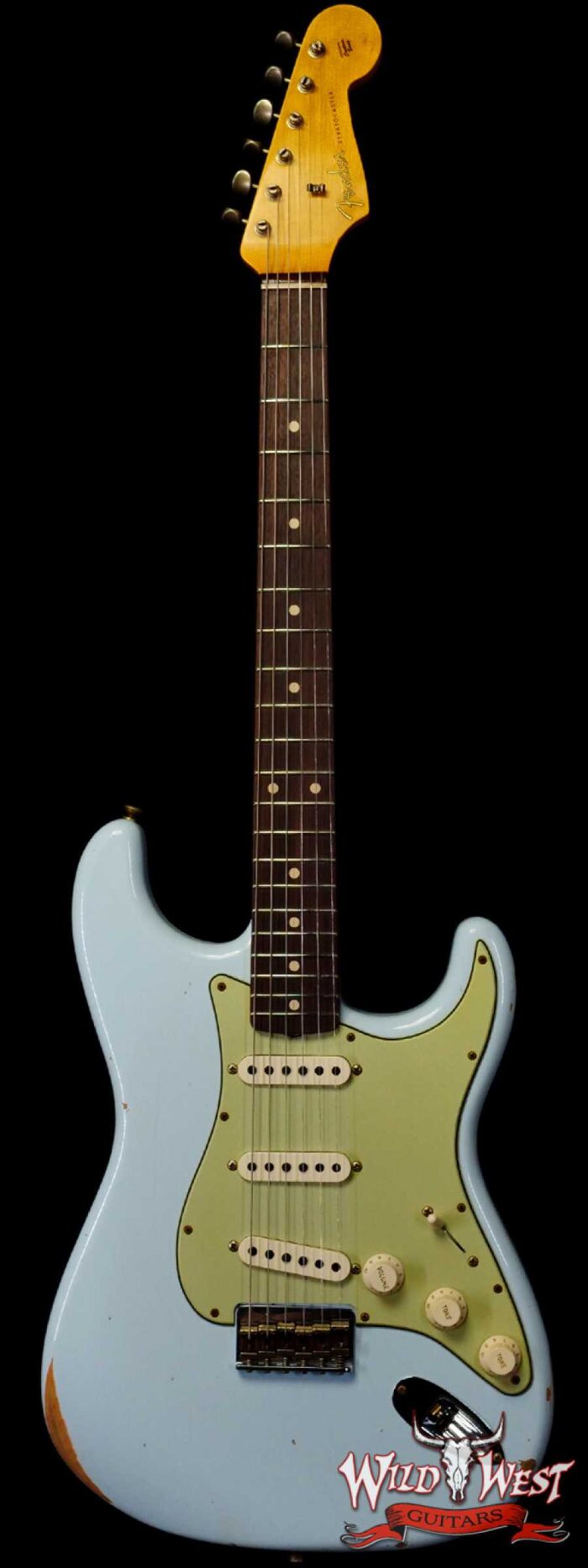 Fender Custom Shop 1962 Stratocaster Hardtail Hand-Wound Pickups AAA Dark Rosewood Slab Board Relic Sonic Blue - Image 1