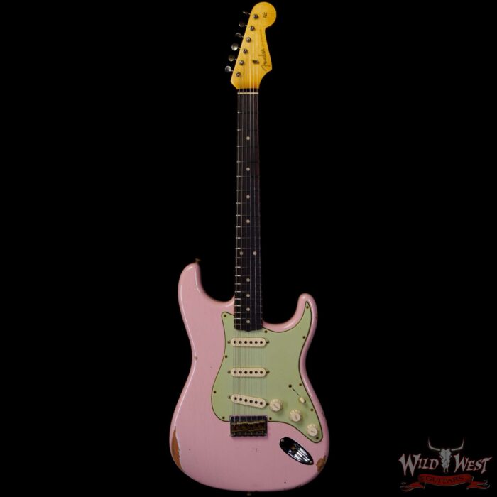 Fender Custom Shop 1962 Stratocaster Hardtail Hand-Wound Pickups AAA Dark Rosewood Slab Board Relic Shell Pink - Image 3