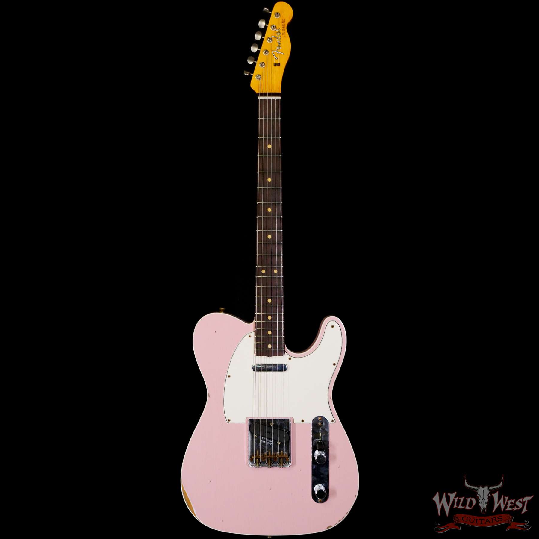 fendercs-1962telecastercst-r122603-c1__wwg.jpg Fender Custom Shop 1962 Telecaster Custom Rosewood Slab Board Hand-Wound Pickups Relic Shell Pink 7.30 lbs - Image 3