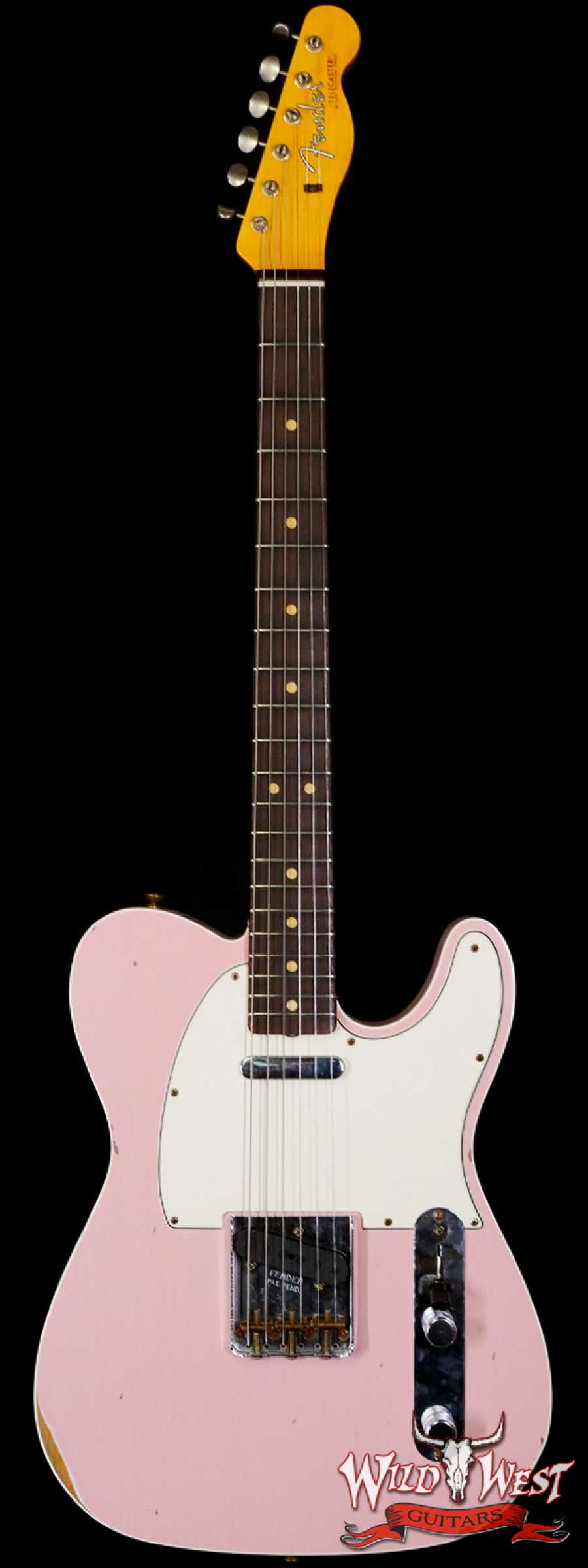 fendercs-1962telecastercst-r122603-main__wwg_large.jpg Fender Custom Shop 1962 Telecaster Custom Rosewood Slab Board Hand-Wound Pickups Relic Shell Pink 7.30 lbs - Image 1