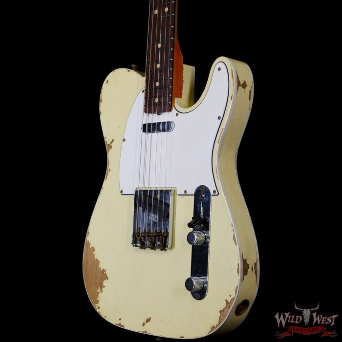 Fender Custom Shop 1962 Telecaster Custom Rosewood Slab Board Hand-Wound Pickups Heavy Relic Vintage White - Image 2