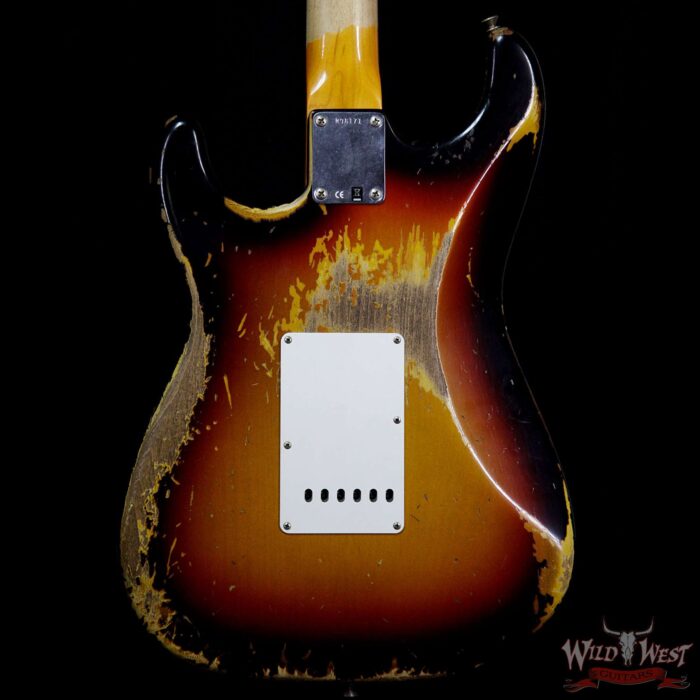 Fender Custom Shop 1963 Stratocaster Heavy Relic AAA Rosewood Fingerboard 3 Tone Sunburst - Image 6