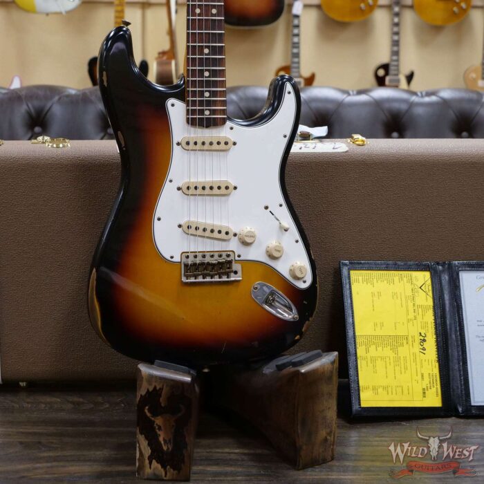Fender Custom Shop 1963 Stratocaster Relic AAA Rosewood Board with Quartersawn Maple Neck 3 Tone Sunburst - Image 8