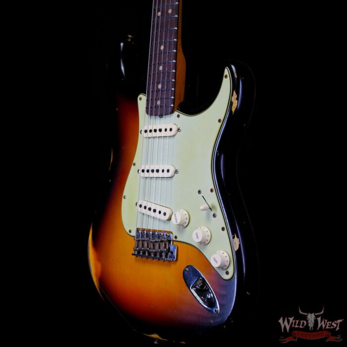 Fender Custom Shop Limited Edition 1963 Stratocaster Hand-Wound Pickups Roasted Maple Neck Relic 3-Color Sunburst - Image 2