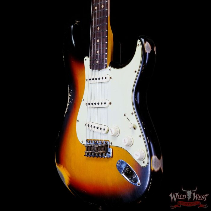 Fender Custom Shop Limited 1963 Stratocaster Hand-Wound Pickups Heavy Relic Aged 3 Tone Sunburst - Image 2