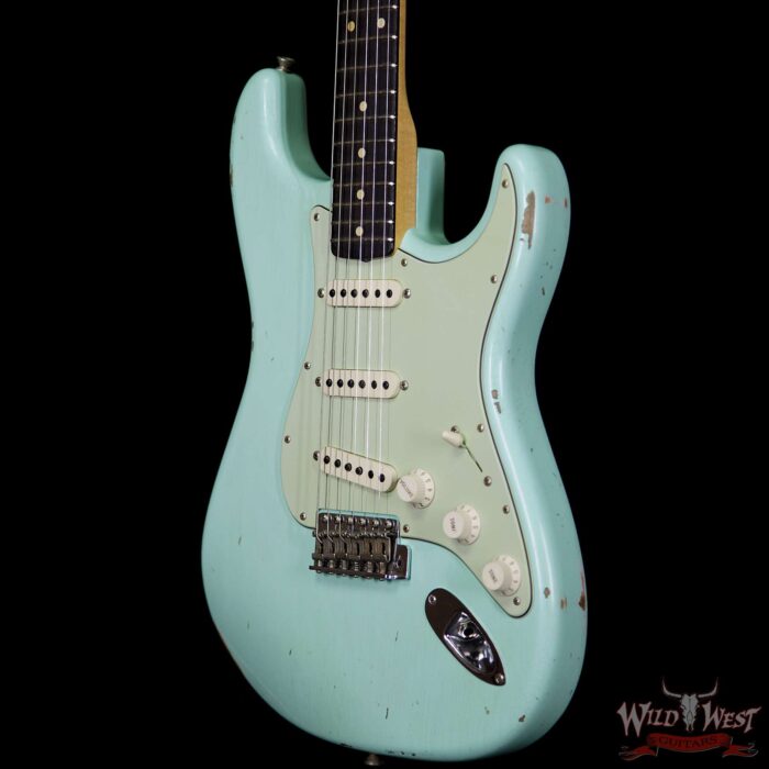 Fender Custom Shop 1963 Stratocaster Relic Sort of Dark AAA Rosewood Fretboard Surf Green - Image 2