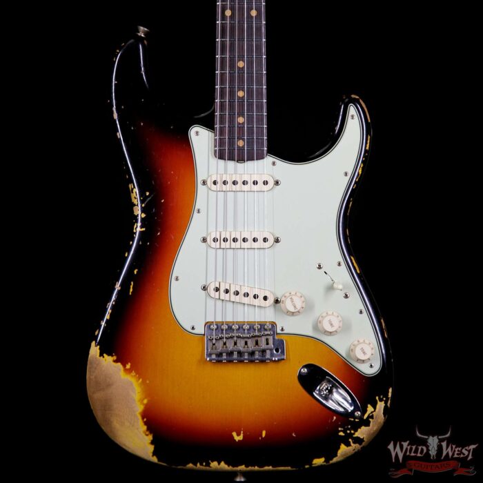 Fender Custom Shop 1963 Stratocaster Heavy Relic Rosewood Fingerboard 3 Tone Sunburst - Image 3