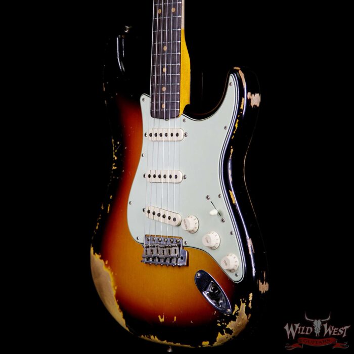 Fender Custom Shop 1963 Stratocaster Heavy Relic Rosewood Fingerboard 3 Tone Sunburst - Image 2