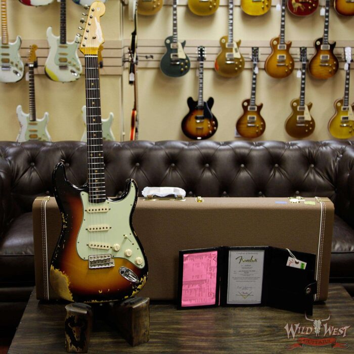 Fender Custom Shop 1963 Stratocaster Heavy Relic Rosewood Fingerboard 3 Tone Sunburst - Image 11