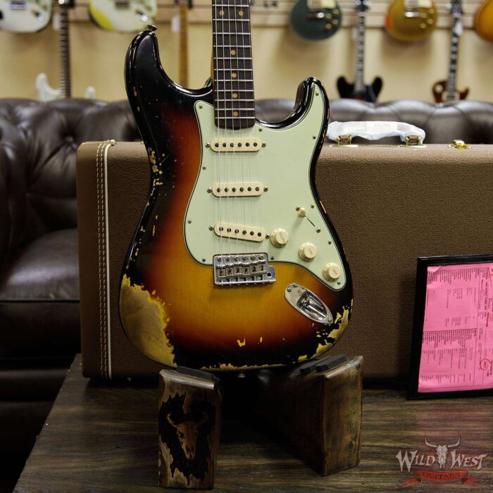 Fender Custom Shop 1963 Stratocaster Heavy Relic Rosewood Fingerboard 3 Tone Sunburst - Image 12