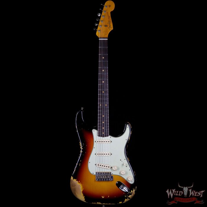 Fender Custom Shop 1963 Stratocaster Heavy Relic Rosewood Fingerboard 3 Tone Sunburst - Image 4