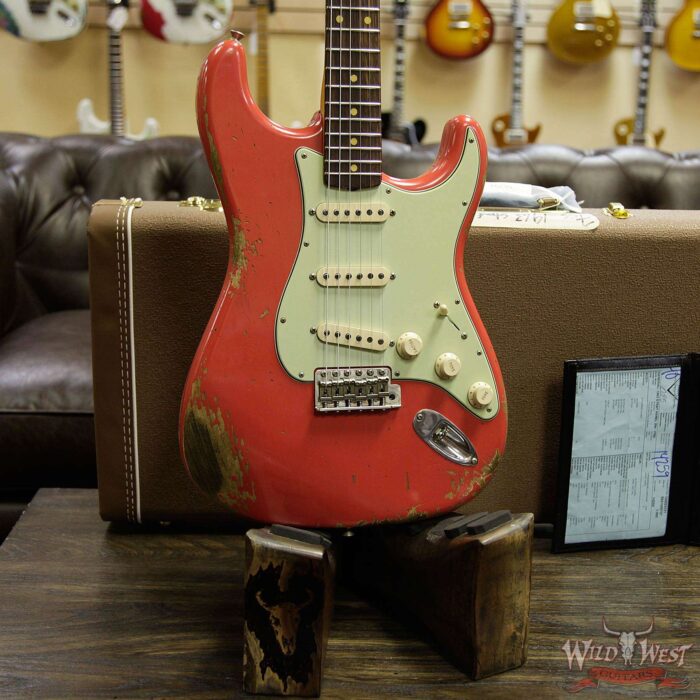 Fender Custom Shop 1963 Stratocaster heavy Relic Round Lam AAA Rosewood Fingerboard Fiesta Red - Image 12