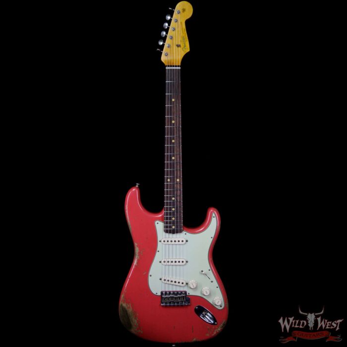 Fender Custom Shop 1963 Stratocaster heavy Relic Round Lam AAA Rosewood Fingerboard Fiesta Red - Image 4