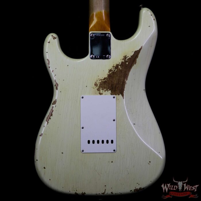 Fender Custom Shop 1963 Stratocaster Heavy Relic AAA Rosewood Fingerboard Vintage White - Image 6