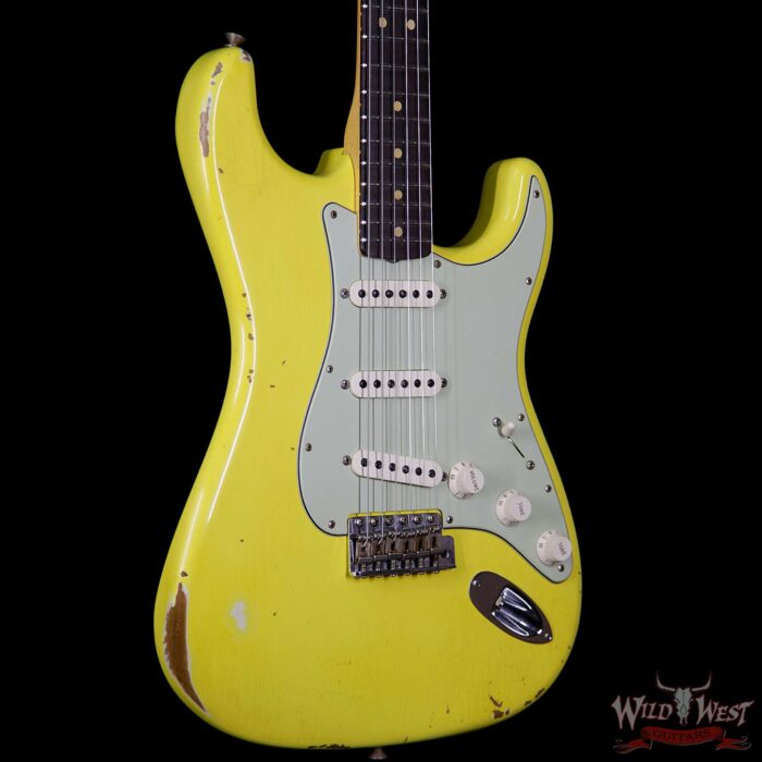 Fender Custom Shop Collection 1963 Stratocaster Relic Dark AAA Rosewood Fretboard Graffiti Yellow - Image 4