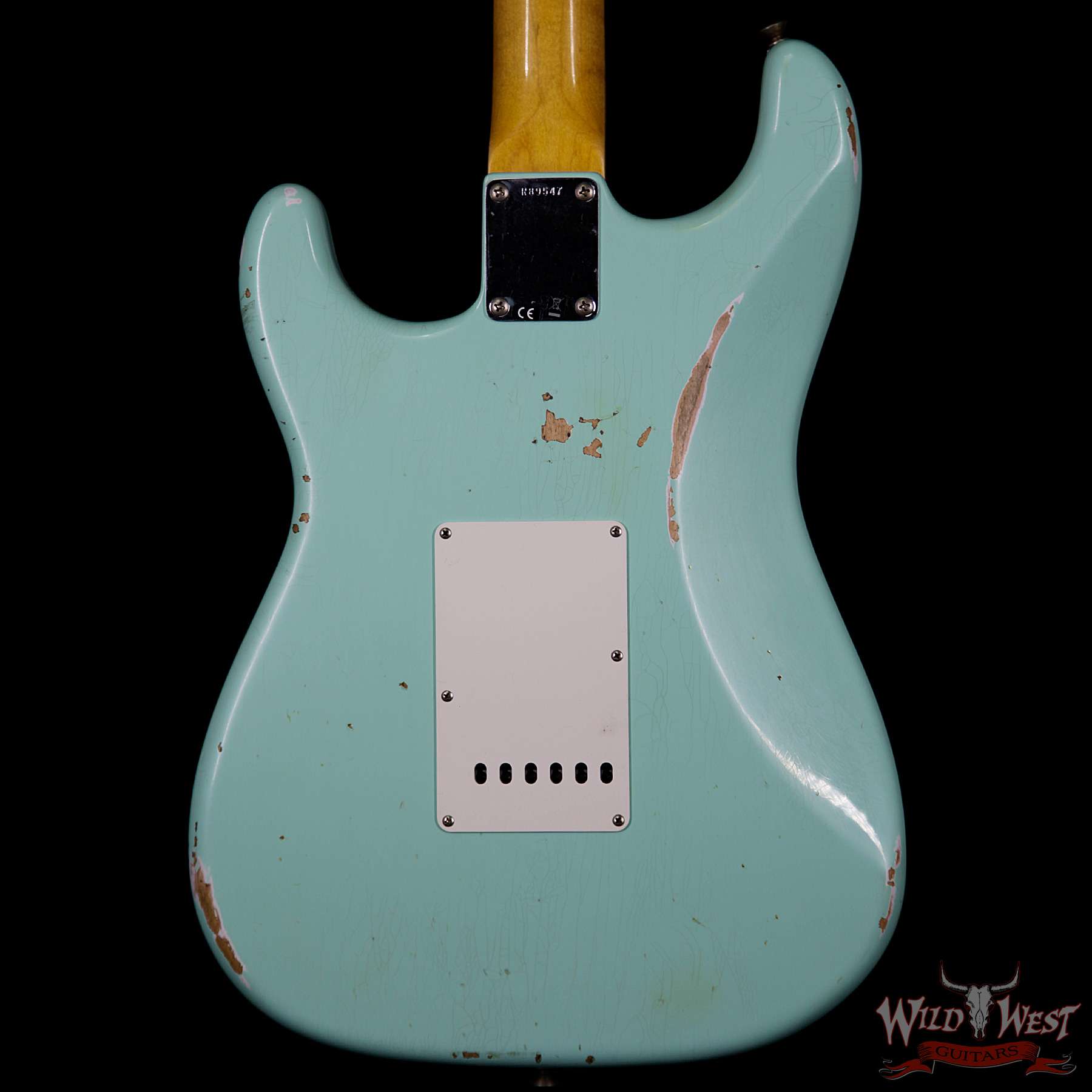 fendercs-1963stratocasterrelic-sfg-r89547-bb__wwg.jpg Fender Custom Shop Collection 1963 Stratocaster Relic Sort of Dark AAA Rosewood Fretboard Surf Green - Image 7
