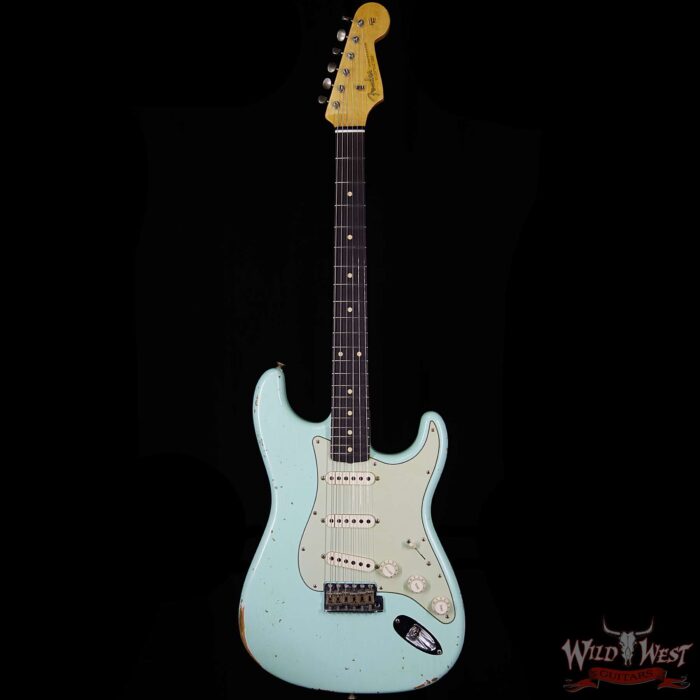 Fender Custom Shop Collection 1963 Stratocaster Relic Sort of Dark AAA Rosewood Fretboard Surf Green - Image 5