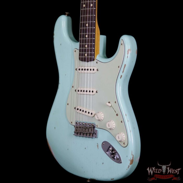 Fender Custom Shop 1963 Stratocaster Relic Rosewood Fretboard Surf Green - Image 2