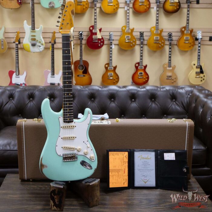 Fender Custom Shop 1963 Stratocaster Relic AAA Rosewood Board with Quartersawn Maple Neck Surf Green - Image 6