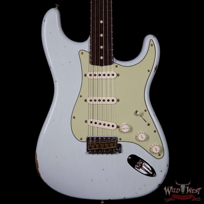 Fender Custom Shop 1963 Stratocaster Relic Rosewood Fretboard Sonic Blue - Image 3