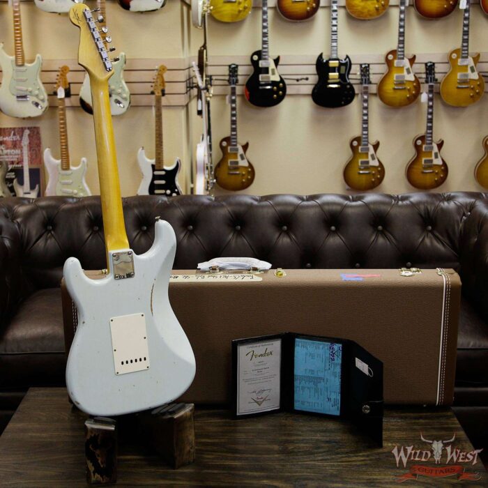 Fender Custom Shop 1963 Stratocaster Relic Rosewood Fretboard Sonic Blue - Image 14