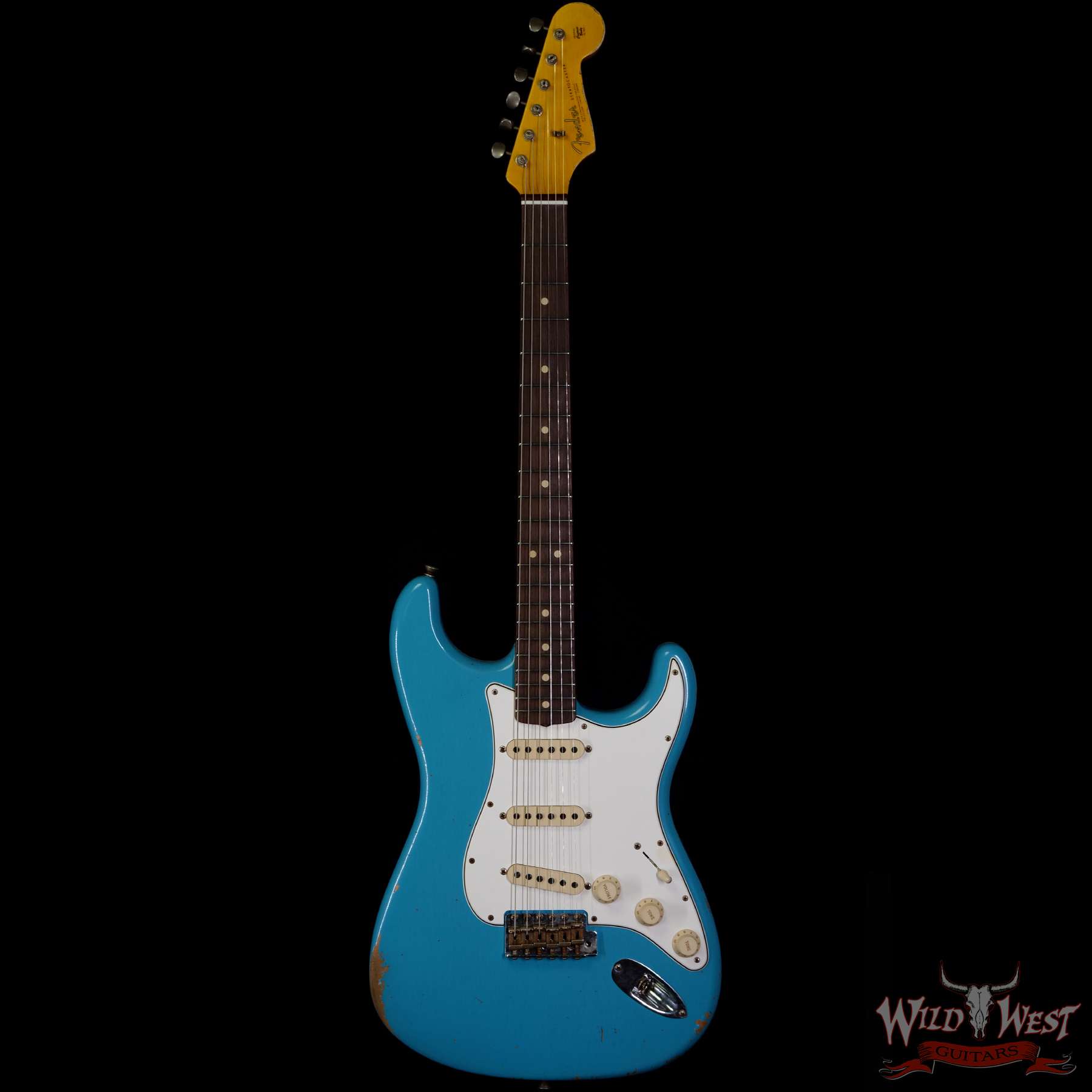 fendercs-1963stratrelicttq-r105282-f__wwg.jpg Fender Custom Shop 1963 Stratocaster Relic AAA Rosewood Board with Quartersawn Maple Neck Taos Turquoise - Image 3