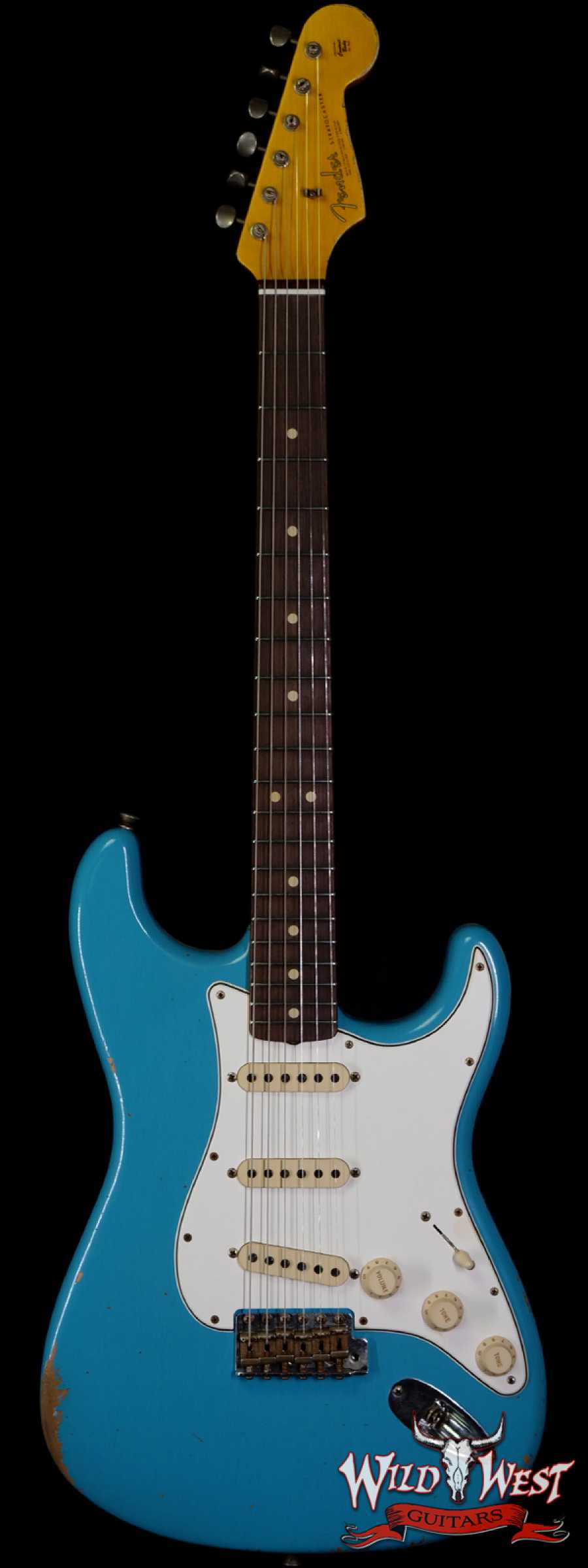 fendercs-1963stratrelicttq-r105282-main__wwg_large.jpg Fender Custom Shop 1963 Stratocaster Relic AAA Rosewood Board with Quartersawn Maple Neck Taos Turquoise - Image 1