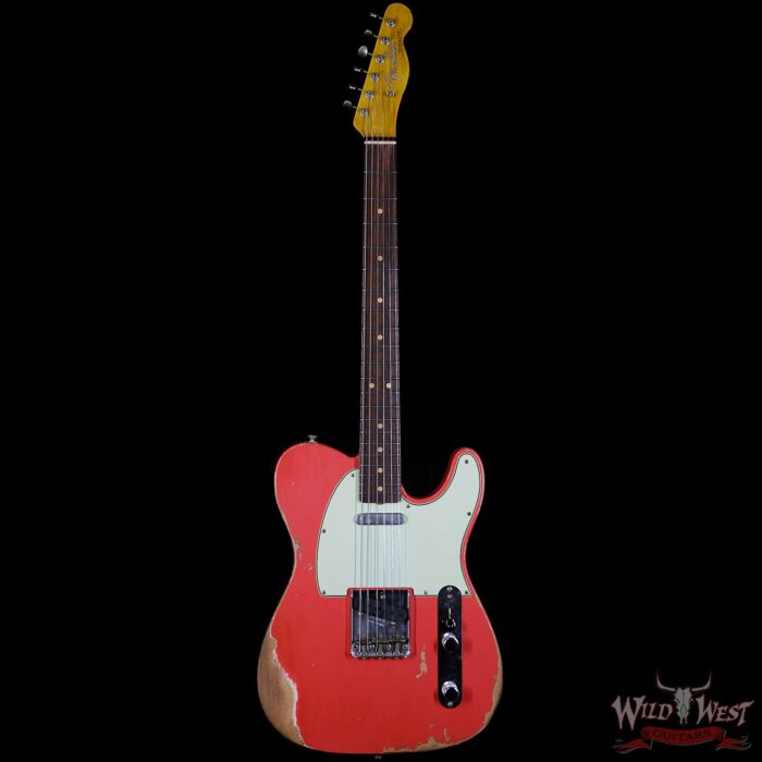 Fender Custom Shop 1963 Telecaster Heavy Relic Rosewood Fingerboard Fiesta Red - Image 5