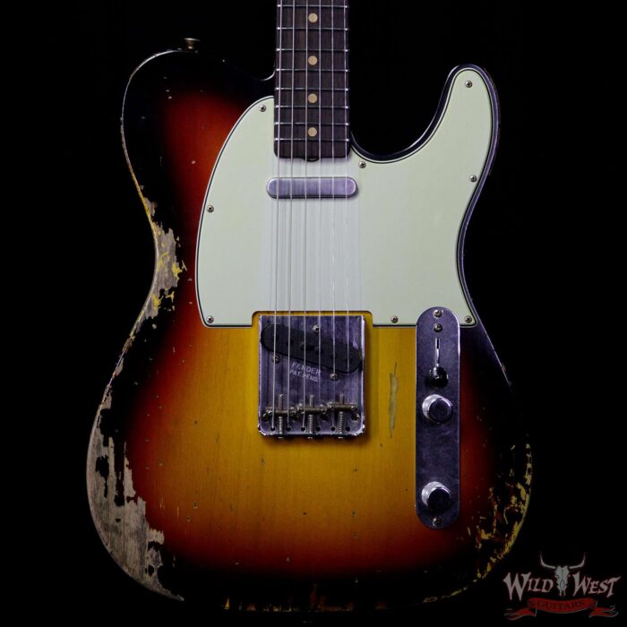 Fender Custom Shop 1963 Telecaster Heavy Relic AAA Rosewood Fingerboard 3 Tone Sunburst - Image 3