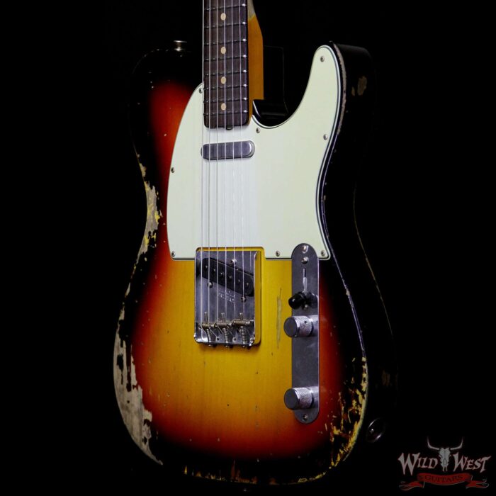 Fender Custom Shop 1963 Telecaster Heavy Relic AAA Rosewood Fingerboard 3 Tone Sunburst - Image 2