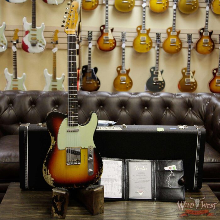 Fender Custom Shop 1963 Telecaster Heavy Relic AAA Rosewood Fingerboard 3 Tone Sunburst - Image 11