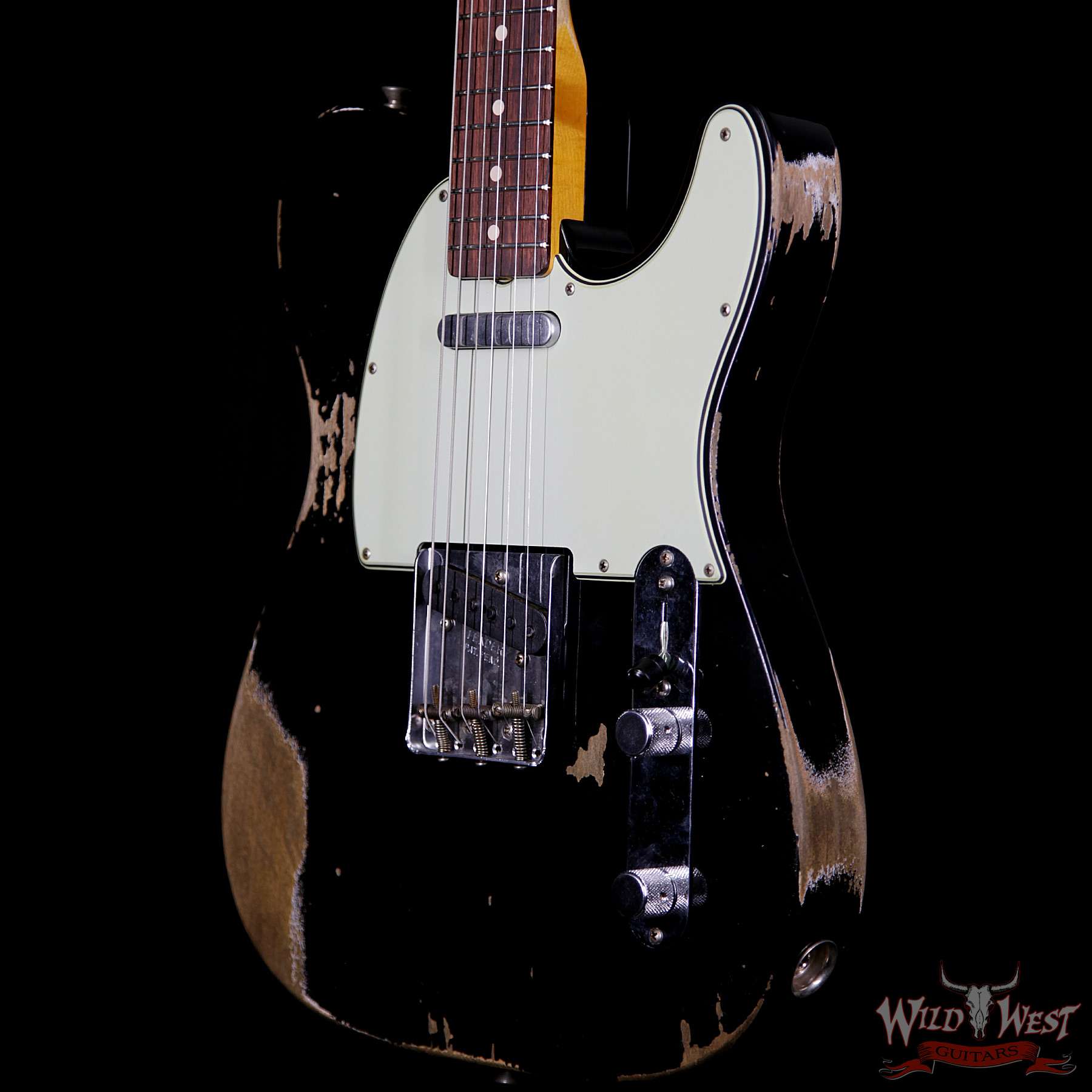 fendercs-1963telehr-blk-r90881-br__wwg.jpg Fender Custom Shop 1963 Telecaster Heavy Relic Rosewood Fingerboard Aged Black - Image 2