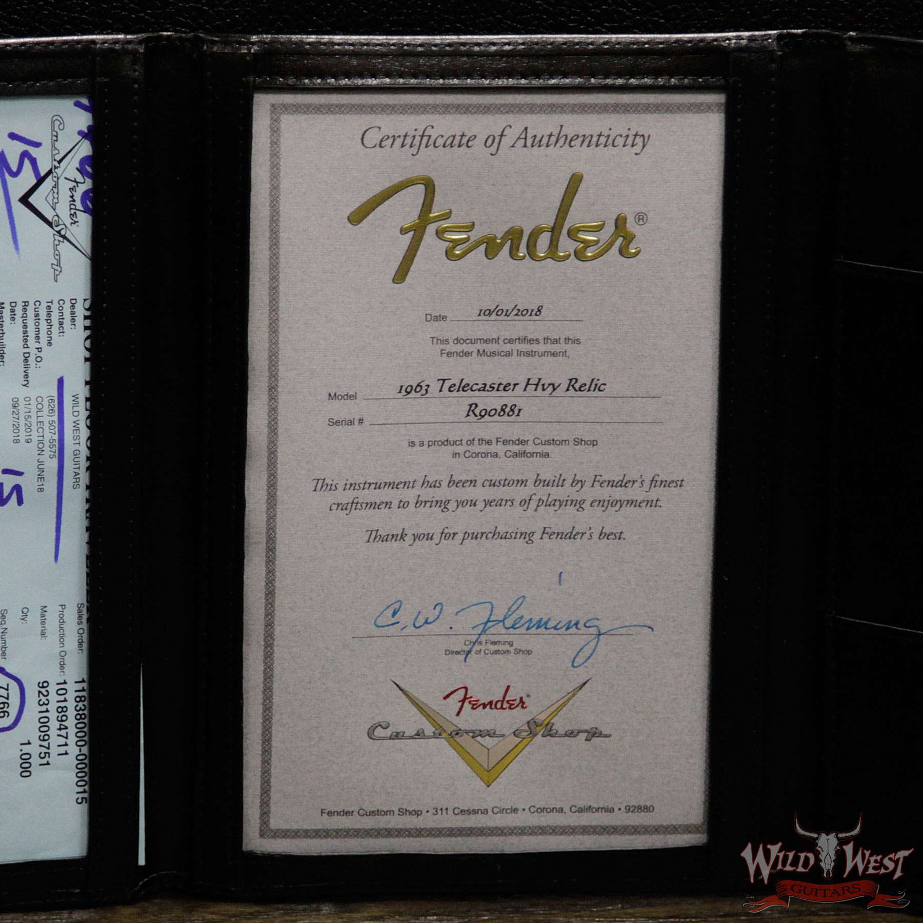 fendercs-1963telehr-blk-r90881-coa__wwg.jpg Fender Custom Shop 1963 Telecaster Heavy Relic Rosewood Fingerboard Aged Black - Image 16