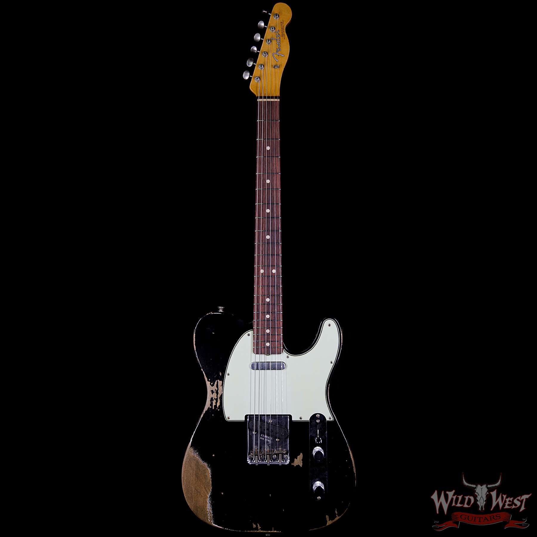 fendercs-1963telehr-blk-r90881-f__wwg.jpg Fender Custom Shop 1963 Telecaster Heavy Relic Rosewood Fingerboard Aged Black - Image 5