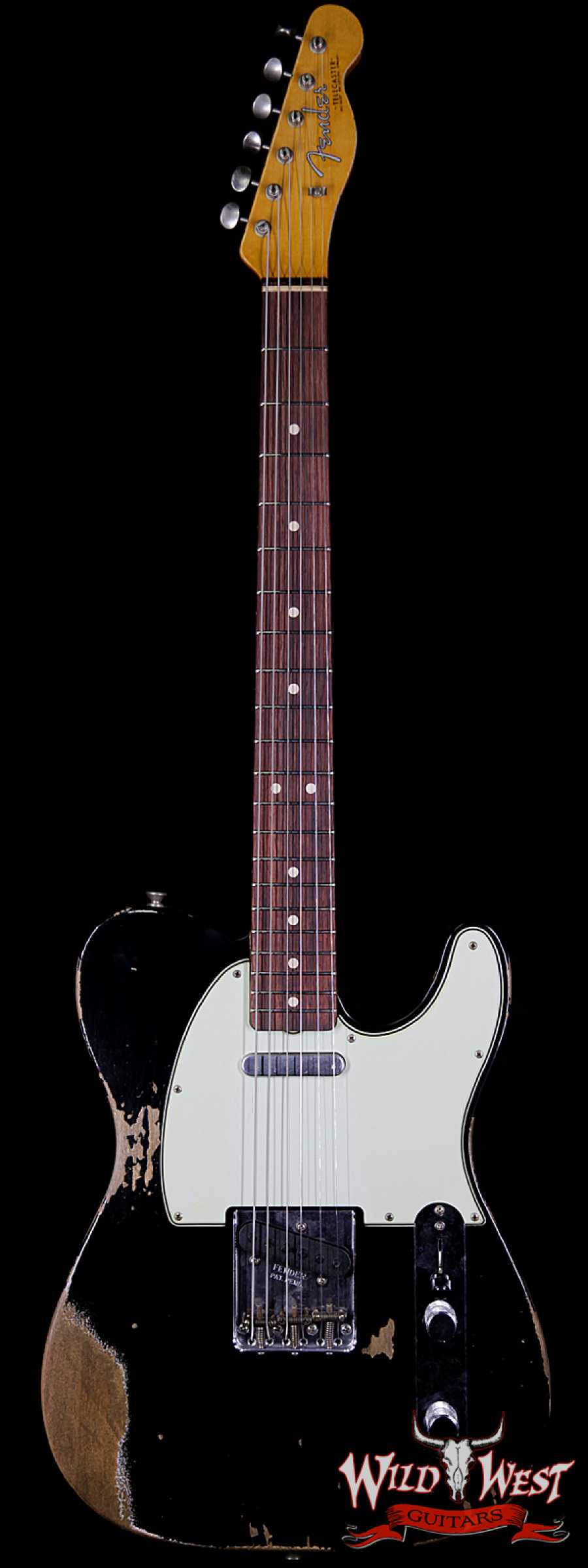 fendercs-1963telehr-blk-r90881-main__wwg_large.jpg Fender Custom Shop 1963 Telecaster Heavy Relic Rosewood Fingerboard Aged Black - Image 1