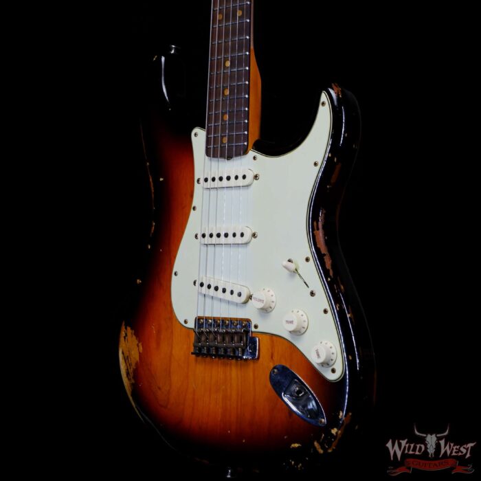 Fender Custom Shop Ash 1968 Stratocaster Quartersawn Maple Neck AAA Rosewood Slab Board Hand-Wound Pickups Relic 3 Tone Sunburst - Image 2