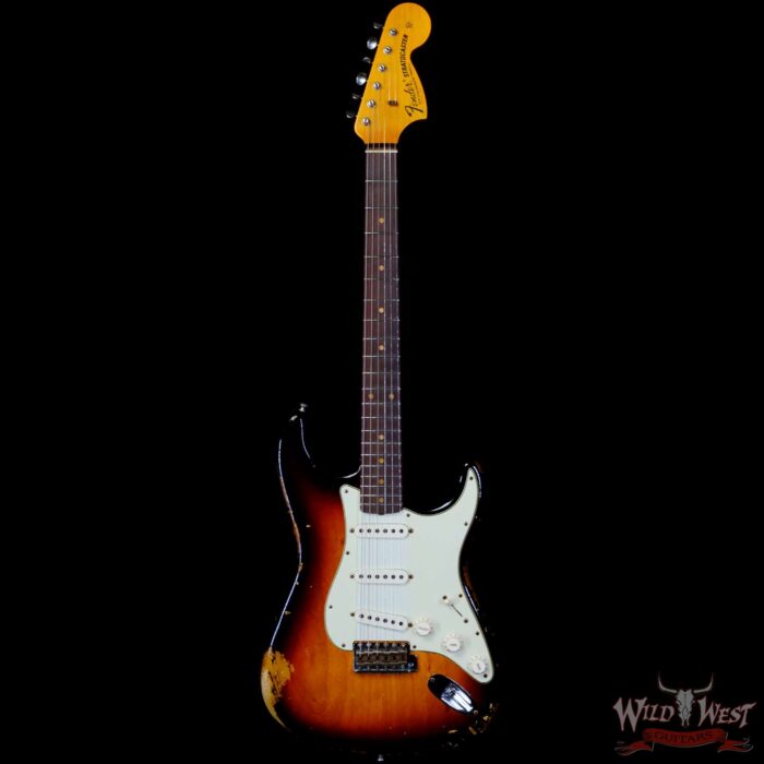 Fender Custom Shop Ash 1968 Stratocaster Quartersawn Maple Neck AAA Rosewood Slab Board Hand-Wound Pickups Relic 3 Tone Sunburst - Image 3