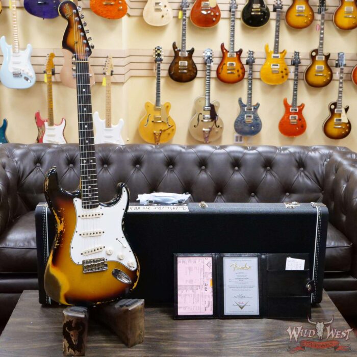 Fender Custom Shop 1969 Stratocaster Heavy Relic Reverse Matching Color Headstock 3 Tone Sunburst - Image 6