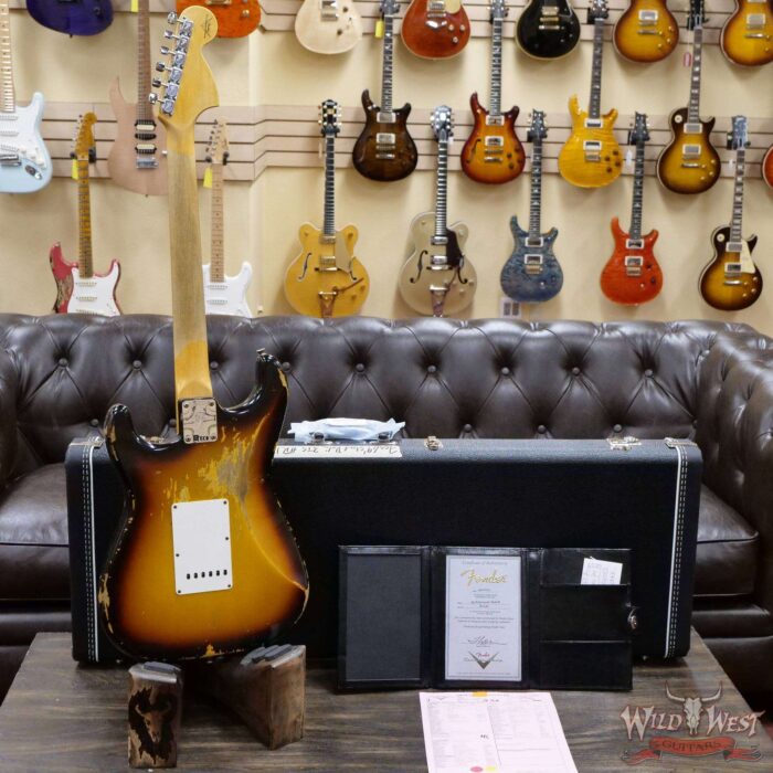 Fender Custom Shop 1969 Stratocaster Heavy Relic Reverse Matching Color Headstock 3 Tone Sunburst - Image 9