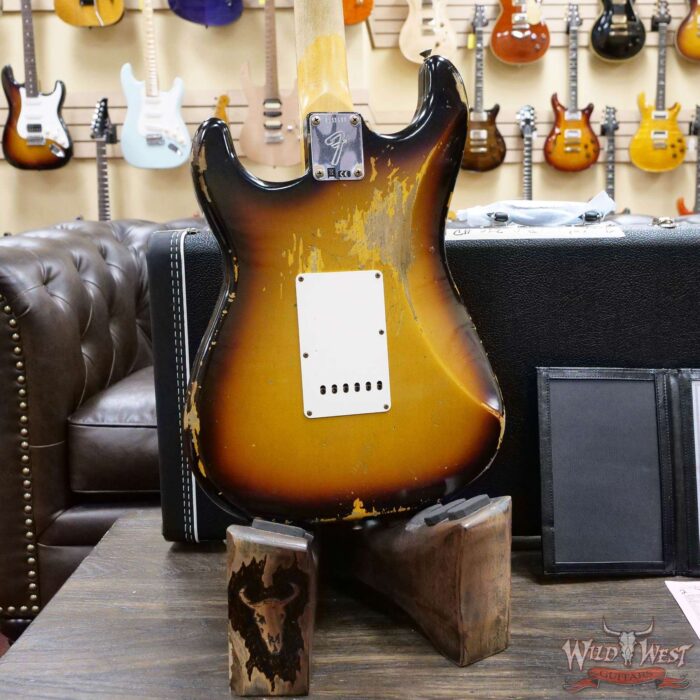 Fender Custom Shop 1969 Stratocaster Heavy Relic Reverse Matching Color Headstock 3 Tone Sunburst - Image 11