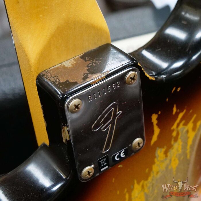 Fender Custom Shop 1969 Stratocaster Heavy Relic Reverse Matching Color Headstock 3 Tone Sunburst - Image 12