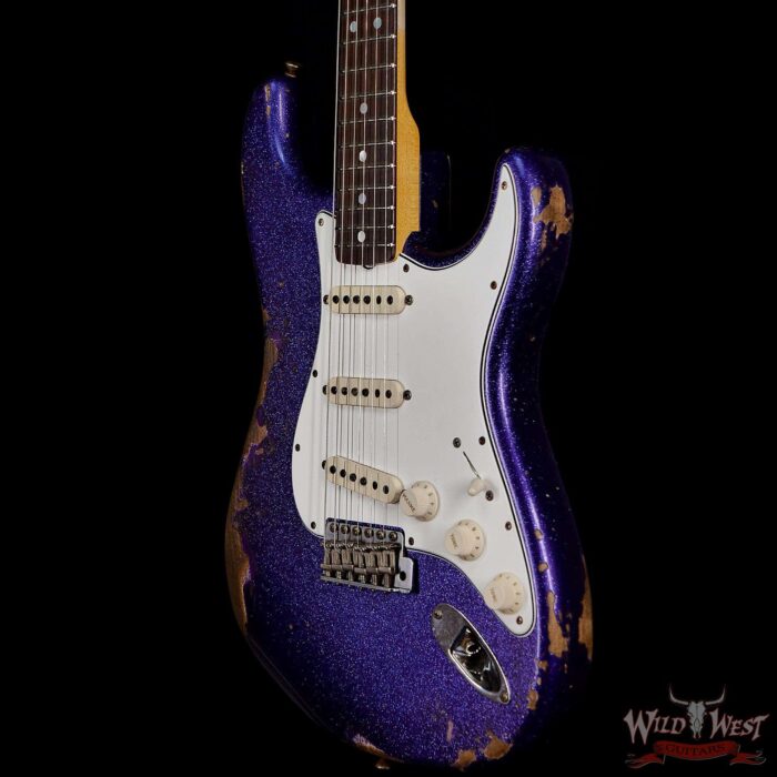 Fender Custom Shop 1969 Stratocaster Heavy Relic Reverse Matching Color Headstock Purple Sparkle - Image 2