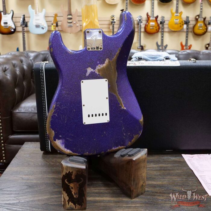Fender Custom Shop 1969 Stratocaster Heavy Relic Reverse Matching Color Headstock Purple Sparkle - Image 12