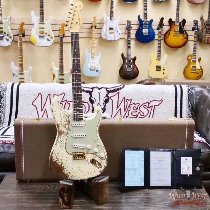 Fender Custom Shop Wild West Guitars 25th Anniversary 1960 Stratocaster Hardtail Madagascar Rosewood Fretboard Heavy Relic Vinatge White 7.15 LBS - Image 6