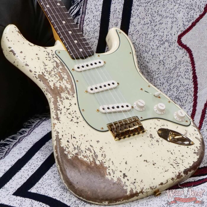 Fender Custom Shop Wild West Guitars 25th Anniversary 1960 Stratocaster Hardtail Madagascar Rosewood Fretboard Heavy Relic Vinatge White 7.15 LBS - Image 8