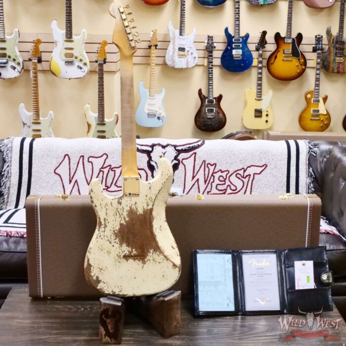 Fender Custom Shop Wild West Guitars 25th Anniversary 1960 Stratocaster Hardtail Madagascar Rosewood Fretboard Heavy Relic Vinatge White 7.15 LBS - Image 11