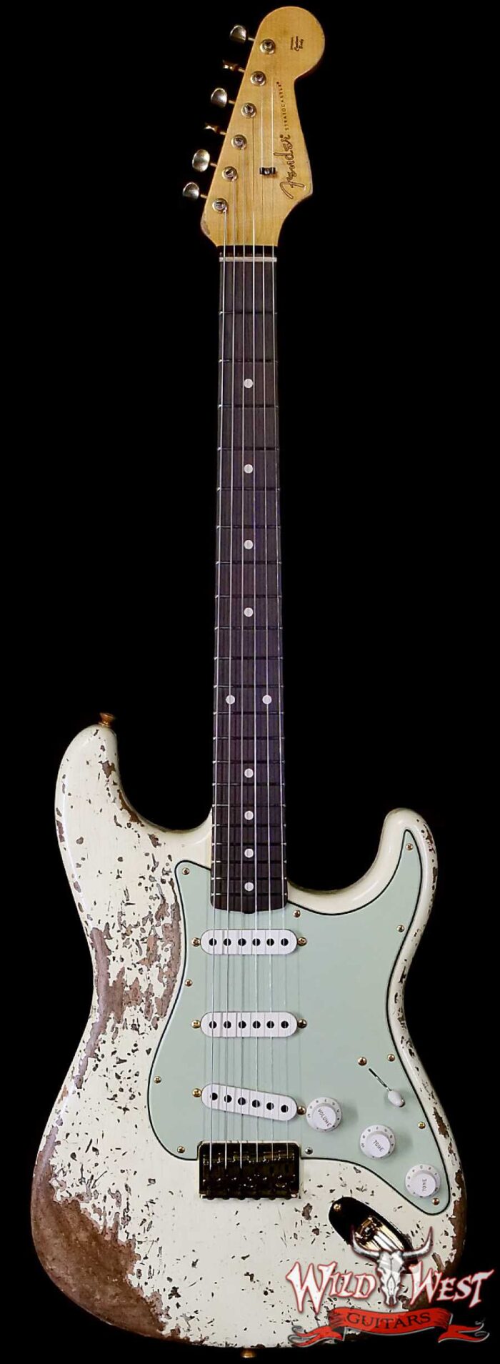 Fender Custom Shop Wild West Guitars 25th Anniversary 1960 Stratocaster Hardtail Madagascar Rosewood Fretboard Heavy Relic Vinatge White 7.15 LBS - Image 1
