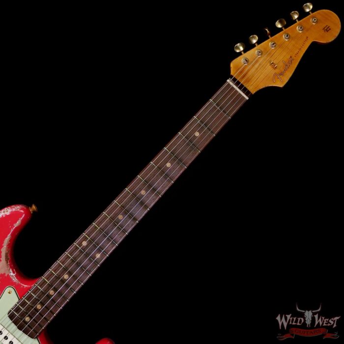 Fender Custom Shop Wild West Guitars 25th Anniversary 1960 Stratocaster Hardtail Madagascar Rosewood Fretboard Heavy Relic Fiesta Red 7.00 LBS - Image 4